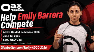 Emily Barrera, an athlete from Oaxaca, appears on a campaign card asking donors to help her compete at ADCC Ciudad de México 2026 on June 13, 2026.