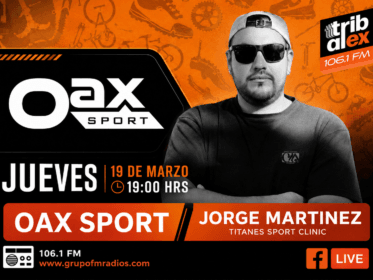 Oax Sport and Tribu al Extremo cover image for Episode 5 with coach Jorge Luis Velasco Martínez, promoting a March 19 radio segment on cycling, triathlon, and endurance coaching.