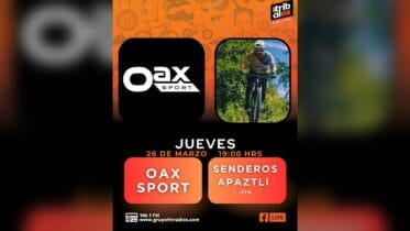 Promotional cover for Jueves de Oax Sport on Tribu al Extremo featuring Senderos Apaztli MTB, the Oax Sport logo and a mountain biker.