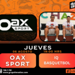 Oax Sport and Tribu al Extremo promo for the August 6, 2026 IQ Basketball broadcast, featuring two basketball coaches.