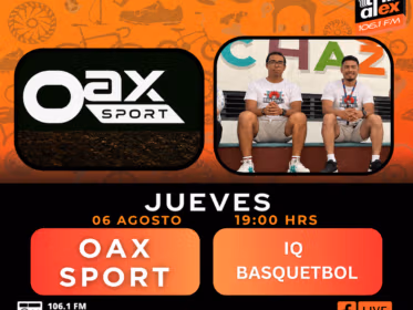 Oax Sport and Tribu al Extremo promo for the August 6, 2026 IQ Basketball broadcast, featuring two basketball coaches.
