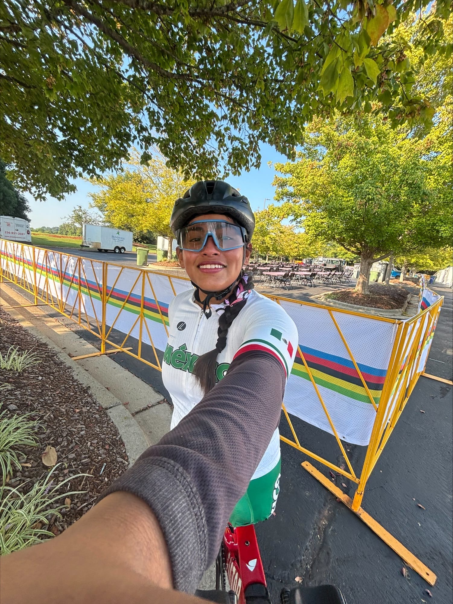 Gilda Hernández at the 2026 UCI Para-cycling Road World Championships venue in Huntsville.